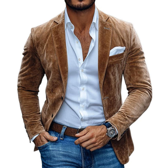 Kingston | Plain Two-Button Suede Blazer